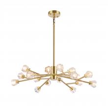 Bethel International DU89G - 16-Light Shiny Gold Metal Chandelier With Clear Crystal Shades