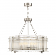 ZEEV Lighting CD10285-10-PN - Regis 28" 10-Light, Fluted Glass Drum Chandelier in Polished Nickel