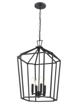 Millennium 91804-TBK - Hylena 15" Wide 4-Light Pendant - Textured Black