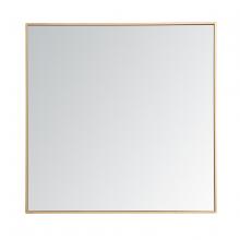 Elegant MR43636BR - Metal frame square mirror 36 inch in Brass